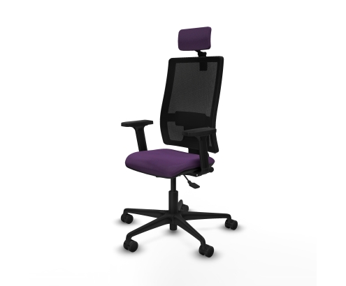 Piqueras y Crespo Bormate asincro malla negra bali morado brazos 2D base nailon cabecero 2D ruedas 65mm nailon