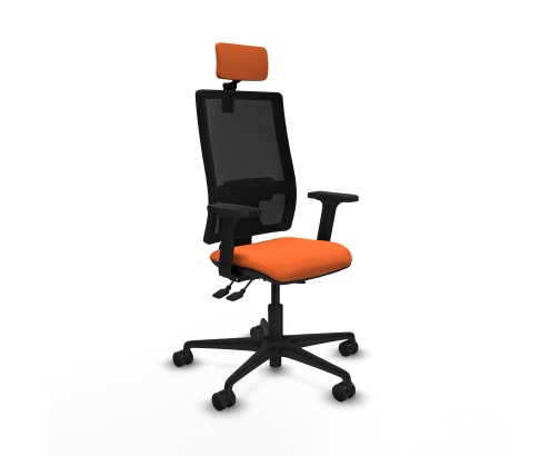 Piqueras y Crespo Bormate asincro malla negra bali naranja brazos 2D base nailon cabecero 2D ruedas 65mm nailon