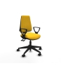 Piqueras y Crespo Elche AS similpiel amarillo brazos fijos base piramidal ruedas nailon 65mm