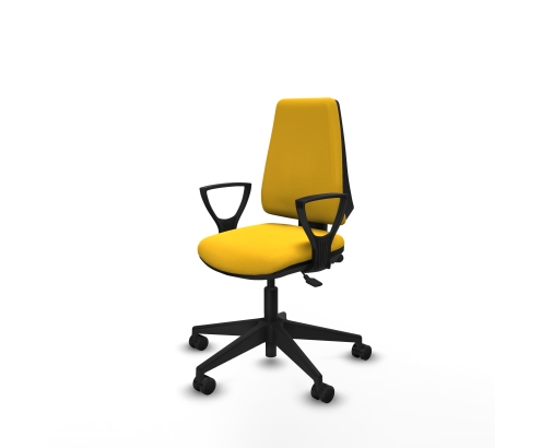 Piqueras y Crespo Elche AS similpiel amarillo brazos fijos base piramidal ruedas nailon 65mm