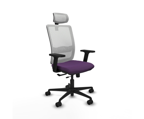Piqueras y Crespo Haches traslack malla blanca bali morado brazos 2D base nailon cabecero malla 2D ruedas 65mm nailon