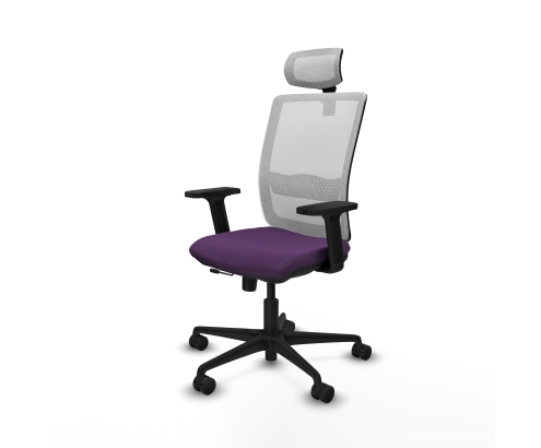 Piqueras y Crespo Haches traslack malla blanca bali morado brazos 2D base nailon cabecero malla 2D ruedas 65mm nailon
