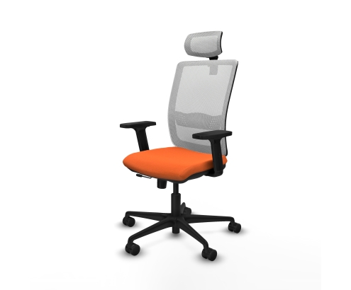 Piqueras y Crespo Haches traslack malla blanca bali naranja brazos 2D base nailon cabecero malla 2D ruedas 65mm nailon