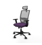 Piqueras y Crespo Haches traslack malla gris bali morado brazos 2D base nailon cabecero malla 2D ruedas 65mm nailon