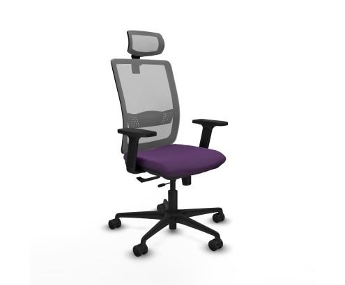 Piqueras y Crespo Haches traslack malla gris bali morado brazos 2D base nailon cabecero malla 2D ruedas 65mm nailon