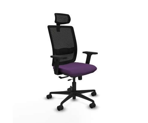 Piqueras y Crespo Haches traslack malla negra bali morado brazos 2D base nailon cabecero malla 2D ruedas 65mm nailon