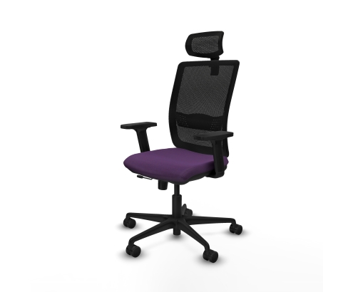 Piqueras y Crespo Haches traslack malla negra bali morado brazos 2D base nailon cabecero malla 2D ruedas 65mm nailon