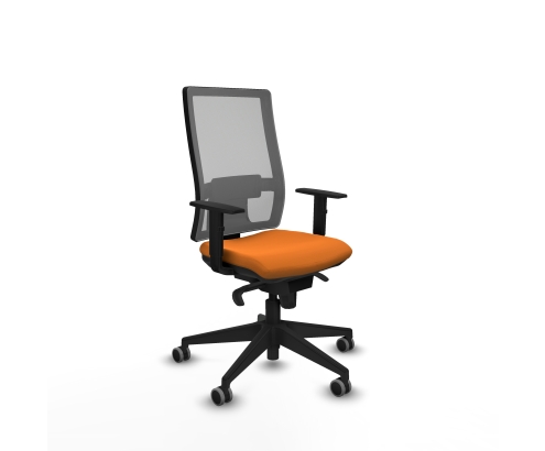 Piqueras y Crespo Horna sincro malla gris similpiel naranja brazos 1D base piramidal ruedas 65mm engomadas