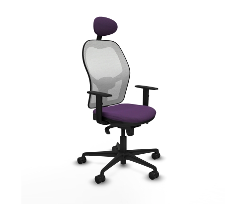 Piqueras y Crespo Jorquera sincro malla blanca bali morado brazos 1D base nailon cabecero fijo ruedas 65mm nailon