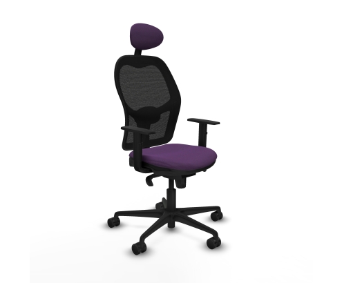 Piqueras y Crespo Jorquera sincro malla negra bali morado brazos 1D base nailon cabecero fijo ruedas 65mm nailon