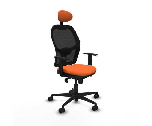 Piqueras y Crespo Jorquera sincro malla negra bali naranja brazos 1D base nailon cabecero fijo ruedas 65mm nailon