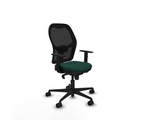 Piqueras y Crespo Jorquera sincro malla negra similpiel verde botella brazos 1D base nailon ruedas 65mm nailon