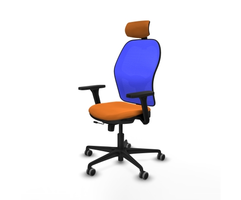 Piqueras y Crespo Jorquera traslack malla azul similpiel naranja brazos 3D base nailon cabecero 2D ruedas 65mm engomada