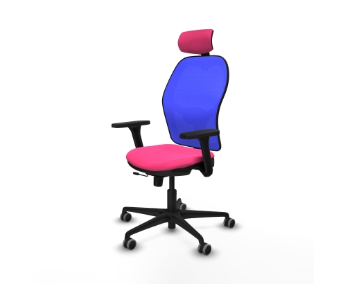 Piqueras y Crespo Jorquera traslack malla azul similpiel rosa brazos 3D base nailon cabecero 2D ruedas 65mm engomada