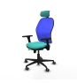 Piqueras y Crespo Jorquera traslack malla azul similpiel turquesa brazos 3D base nailon cabecero 2D ruedas 65mm engomada