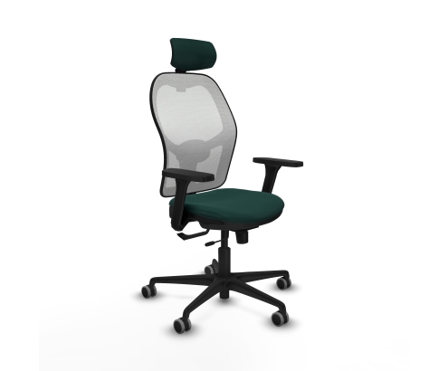 Piqueras y Crespo Jorquera traslack malla blanca similpiel verde botella brazos 3D base nailon cabecero 2D ruedas 65mm engomada
