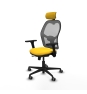 Piqueras y Crespo Jorquera traslack malla gris similpiel amarillo brazos 3D base nailon cabecero 2D ruedas 65mm engomada