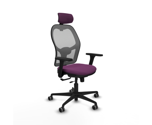 Piqueras y Crespo Jorquera traslack malla gris similpiel morado brazos 3D base nailon cabecero 2D ruedas 65mm engomada