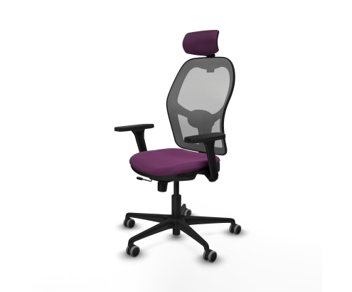 Piqueras y Crespo Jorquera traslack malla gris similpiel morado brazos 3D base nailon cabecero 2D ruedas 65mm engomada
