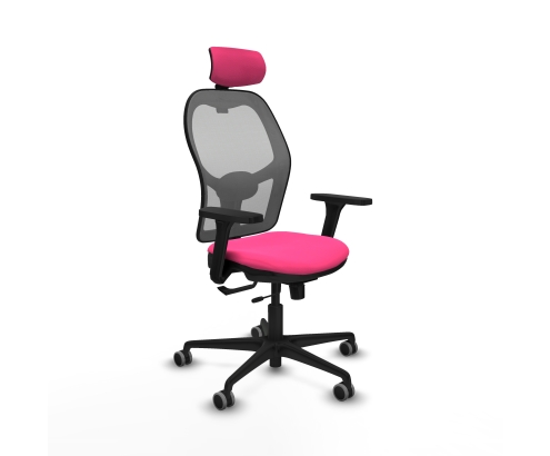 Piqueras y Crespo Jorquera traslack malla gris similpiel rosa brazos 3D base nailon cabecero 2D ruedas 65mm engomada