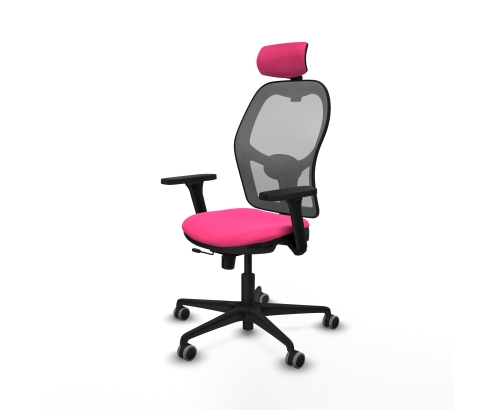 Piqueras y Crespo Jorquera traslack malla gris similpiel rosa brazos 3D base nailon cabecero 2D ruedas 65mm engomada
