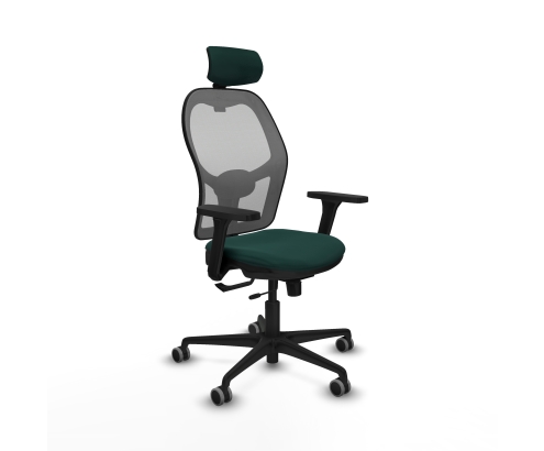 Piqueras y Crespo Jorquera traslack malla gris similpiel verde botella brazos 3D base nailon cabecero 2D ruedas 65mm engomada