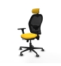 Piqueras y Crespo Jorquera traslack malla negra similpiel amarillo brazos 3D base nailon cabecero 2D ruedas 65mm engomada