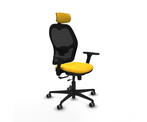 Piqueras y Crespo Jorquera traslack malla negra similpiel amarillo brazos 3D base nailon cabecero 2D ruedas 65mm engomada