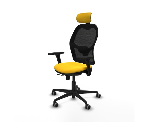 Piqueras y Crespo Jorquera traslack malla negra similpiel amarillo brazos 3D base nailon cabecero 2D ruedas 65mm engomada