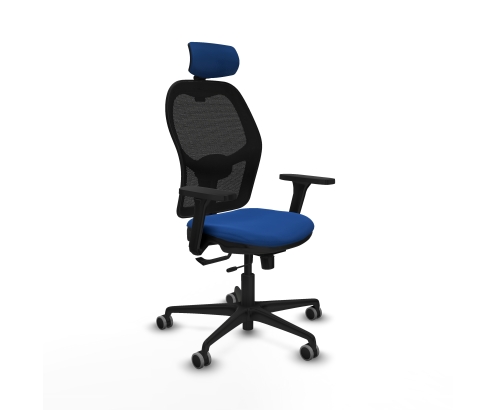 Piqueras y Crespo Jorquera traslack malla negra similpiel azul brazos 3D base nailon cabecero 2D ruedas 65mm engomada