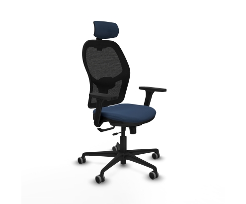 Piqueras y Crespo Jorquera traslack malla negra similpiel azul marino brazos 3D base nailon cabecero 2D ruedas 65mm engomada