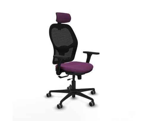 Piqueras y Crespo Jorquera traslack malla negra similpiel morado brazos 3D base nailon cabecero 2D ruedas 65mm engomada