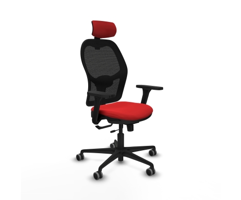 Piqueras y Crespo Jorquera traslack malla negra similpiel rojo brazos 3D base nailon cabecero 2D ruedas 65mm engomada