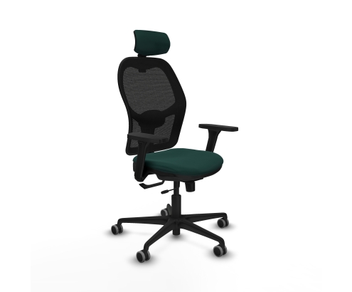 Piqueras y Crespo Jorquera traslack malla negra similpiel verde botella brazos 3D base nailon cabecero 2D ruedas 65mm engomada