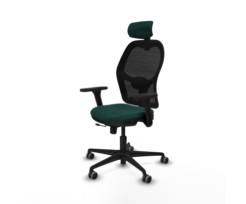 Piqueras y Crespo Jorquera traslack malla negra similpiel verde botella brazos 3D base nailon cabecero 2D ruedas 65mm engomada