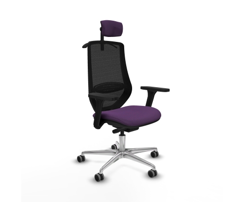 Piqueras y Crespo Mardos traslack bali morado brazos 3D base aluminio ruedas 65mm engomadas cabecero 2D perchero