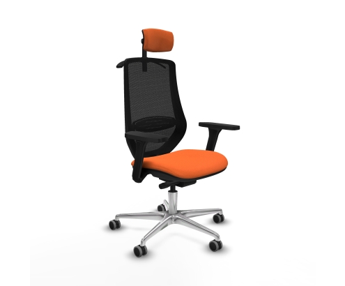 Piqueras y Crespo Mardos traslack bali naranja brazos 3D base aluminio ruedas 65mm engomadas cabecero 2D perchero
