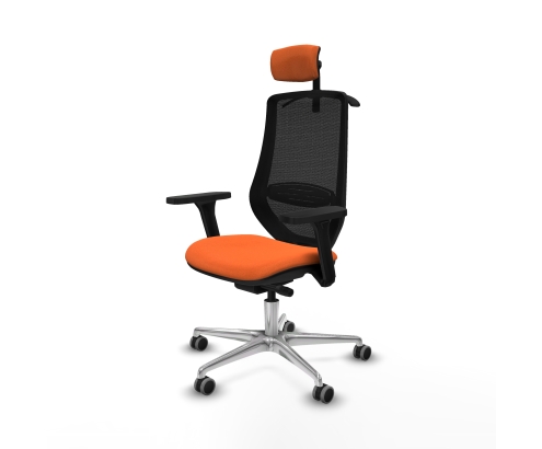 Piqueras y Crespo Mardos traslack bali naranja brazos 3D base aluminio ruedas 65mm engomadas cabecero 2D perchero