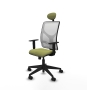 Piqueras y Crespo Motilla sincro malla blanca bali verde oliva brazos 1D base piramidal cabecero fijo ruedas 65mm nailon