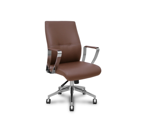 Piqueras y Crespo Sill?n confidente Ergo540CS sincro similpiel marron base cromo ruedas cromadas