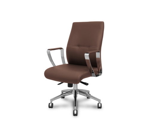 Piqueras y Crespo Sill?n confidente Ergo540CS sincro similpiel marron base cromo ruedas cromadas
