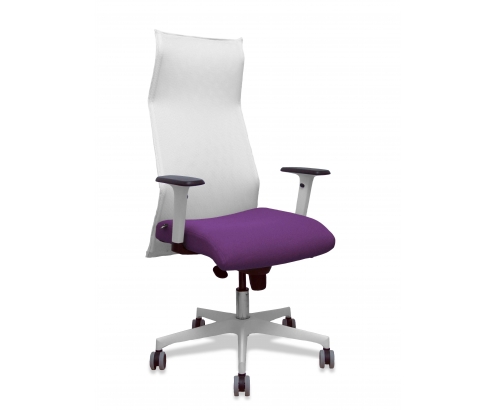 Piqueras y Crespo Sillón Sahuco blanco bali morado brazos blancos base blanca ruedas parque 65mm