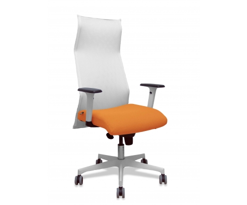 Piqueras y Crespo Sillon Sahuco blanco bali naranja brazos blancos base blanca ruedas parque 65mm