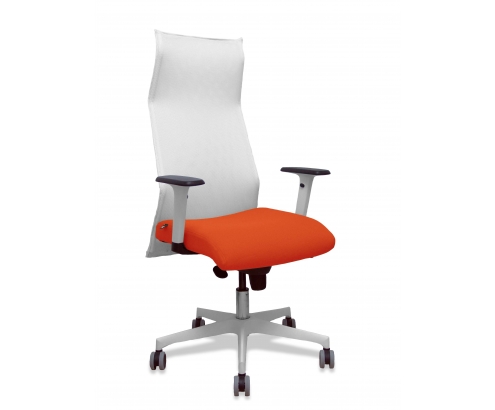 Piqueras y Crespo Sillon Sahuco blanco bali naranja oscuro brazos blancos base blanca ruedas parque 65mm