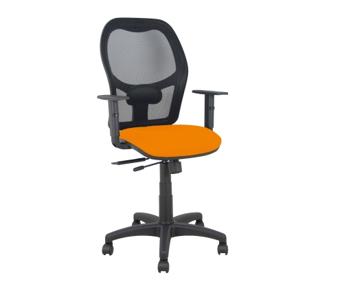 Piqueras y Crespo Silla Aloc?n traslack malla negra asiento bali naranja oscuro brazos regulables