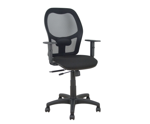 Piqueras y Crespo Silla Aloc?n traslack malla negra asiento bali negro brazos regulables