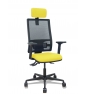 Piqueras y Crespo Silla Bormate asincro malla negra asiento bali amarillo brazos 2D ruedas 65mm cabecero regulable