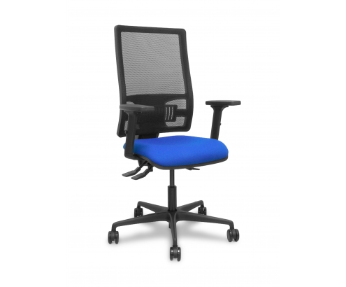 Piqueras y Crespo Silla Bormate asincro malla negra asiento bali azul brazos 2D ruedas 65mm