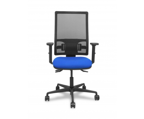 Piqueras y Crespo Silla Bormate asincro malla negra asiento bali azul brazos 2D ruedas 65mm