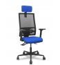 Piqueras y Crespo Silla Bormate asincro malla negra asiento bali azul brazos 2D ruedas 65mm cabecero regulable